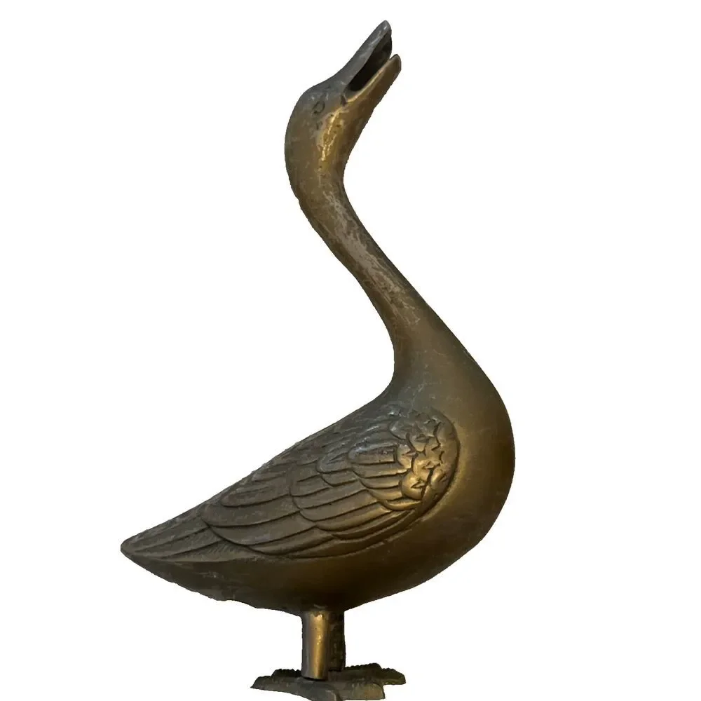 Vintage Solid Brass Duck Figurines PAIR Leonard Silver Mfg 8 3/4